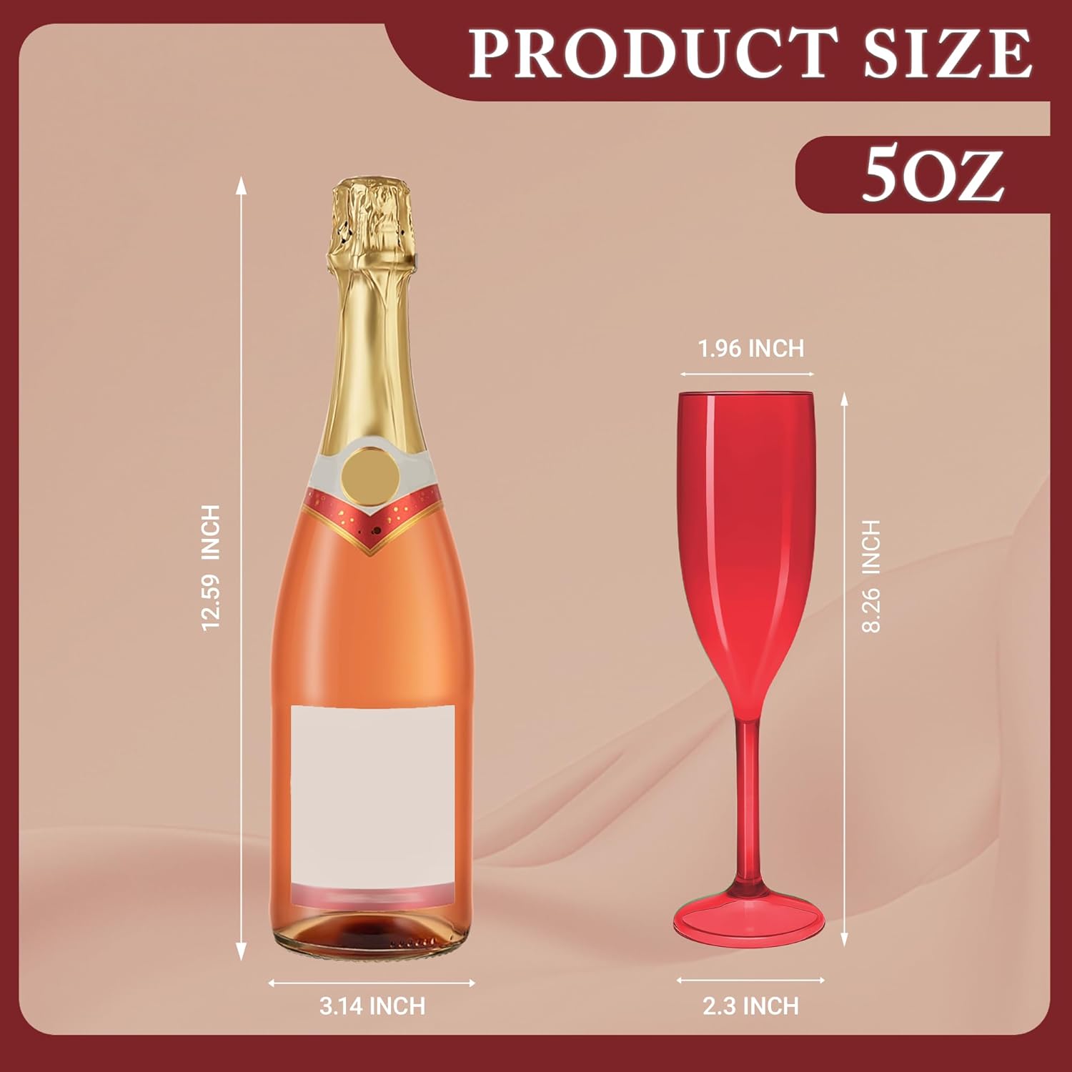 

Red Champagne Flutes Set of 24, Plastic Acrylic Shatterproof Goblets for Wedding, Christmas, Party, Mimosa Bar United States