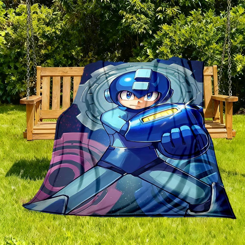 1pc Mega Man, Robotics All-Season Comfort, Outdoor Flannel Blanket - Soft, Warm & Cozy for Naps, Camping & Travel 026