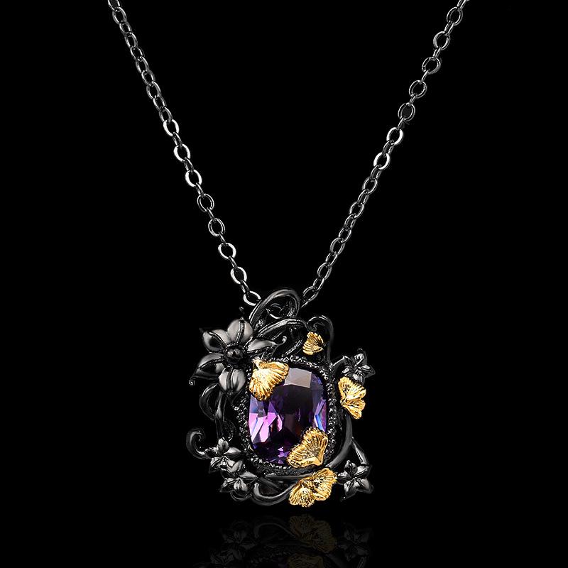 Sace Gems Luksusowy naszyjnik z ametystem w stylu vintage dla kobiet Hollow Design Wykwintny kwiatowy kolczyk w kształcie winorośli Biżuteria na wieczorne przyjęcie