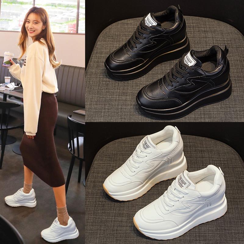 Klobige Sneaker Damen Echtes Leder Keilabsatz Freizeitschuhe 2025 Neu Komfort 10CM Höhenerhöhung Laufschuhe Chaussure Femme