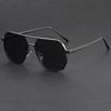 1 Pair of Men's Metal Geometric Frame Flat Top Texture Decorative Glasses Fashionable Business and Leisure Decoration