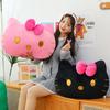 Black leather kt cat couple throw pillow plush toy children's companionship doll angel devil cushion gift