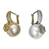 retro Zircon Flower Pearl Earrings for Women Fine Jewelry Minimalist Accessories