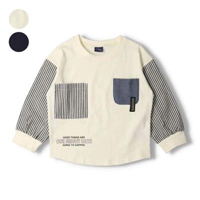 [Children's Clothing] Crescent (Crescent) Striped Color Combination Long Sleeve T-shirt 80cm-130cm N50801