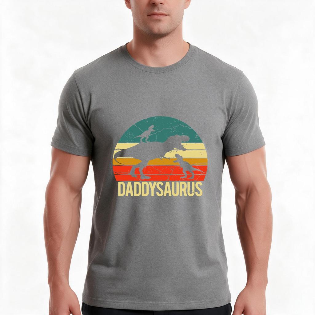 Best Daddysaurus Fathers Day Vintage Shirt Dinosaur Dad Of Two Kids Birthday Tshirt Summer Casual Cotton Tee Unisex Unisex Unisex