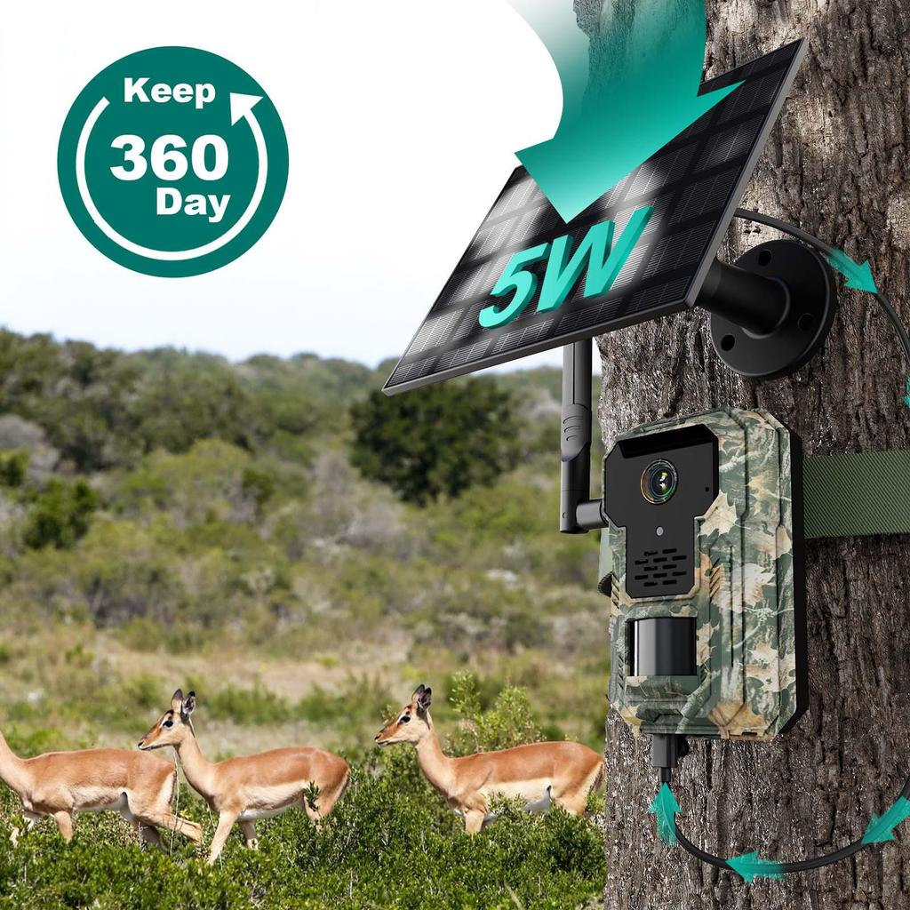 F9 Solar-Powered HD Hunting Camera with Infrared, Long Battery, 4G LTE, Remote eSIM Dual-Mode