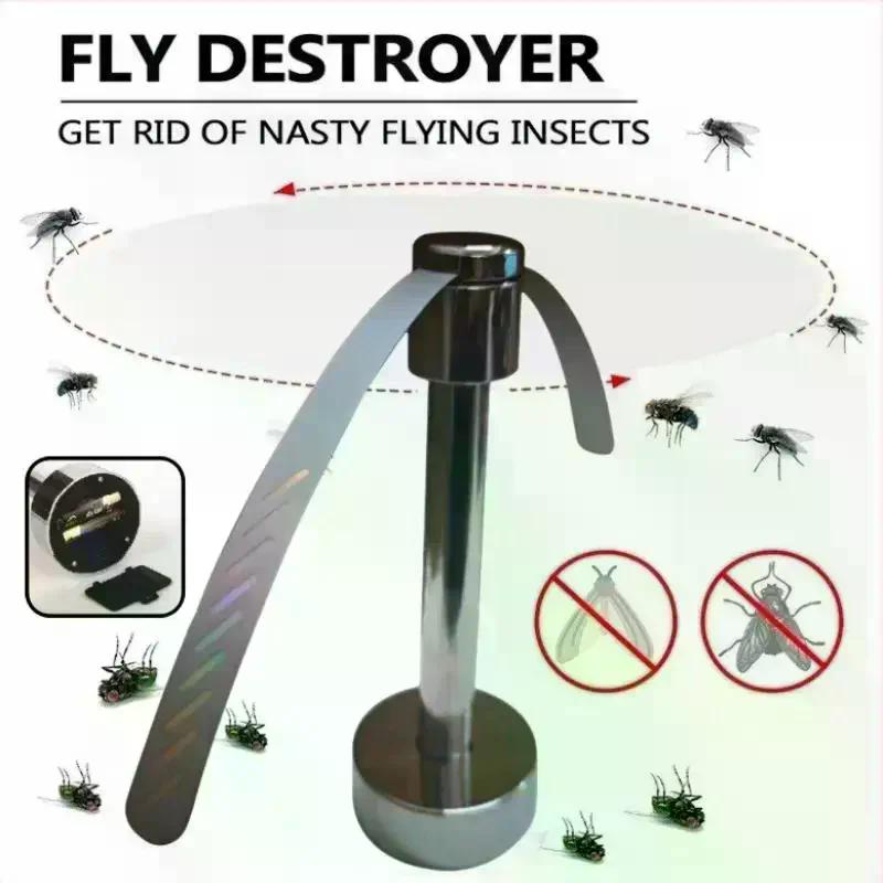 Portable Stainless Steel Fly Repellent Fan Silent Battery Power Automatic Fly Trap Keep Flies Away Table Pest Fan Home Outdoor