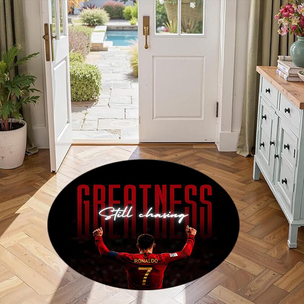 Ronaldo's Round Floor Mat Design for Balcony Bedrooms Kitchen Dormitory Antislip Round Carpet Office home decor Spiritual Gift