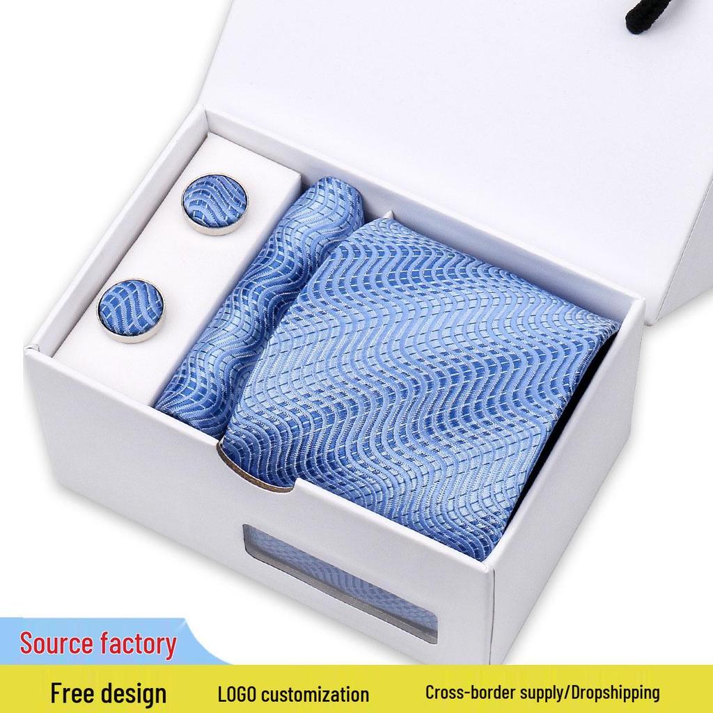 Men's High-End Polyester Tie & Pocket Square Set for Weddings and Formal Wear