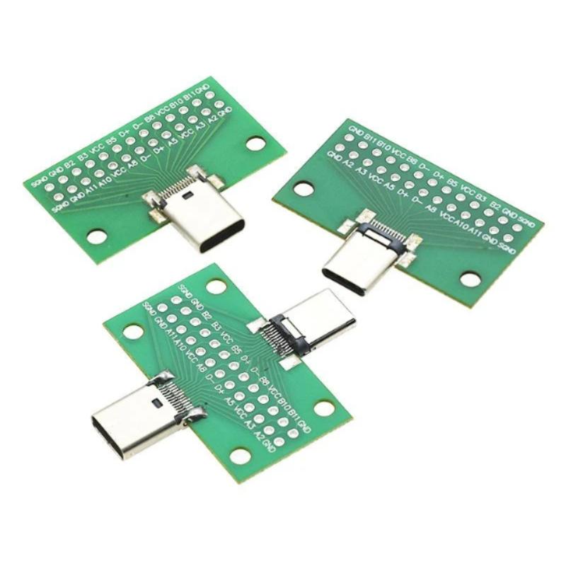 1Pcs Type C 24P 2.54Mm Connector Socket Type-C Male To Female Usb 3.1 Test Pcb Board Adapter For Data Line Wire Cable Transfer