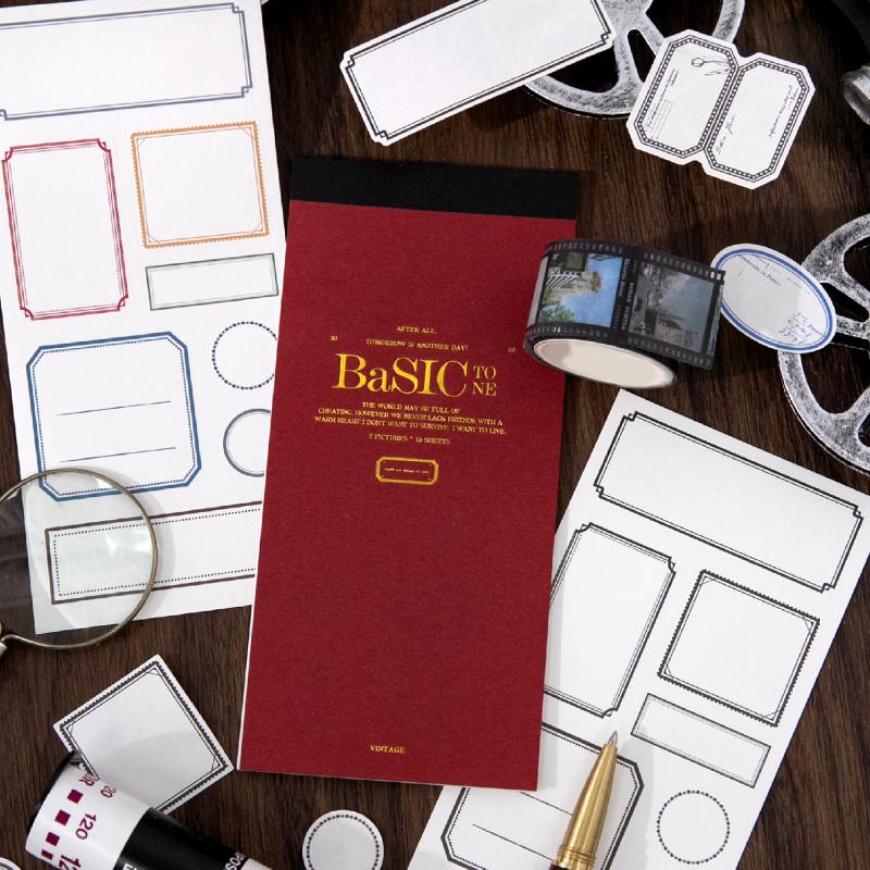 Journal GO 10pcs Vintage Basic Notes Stickers Creative DIY Journal Collage Material Journaling Supplies Scrapbooking Stationery