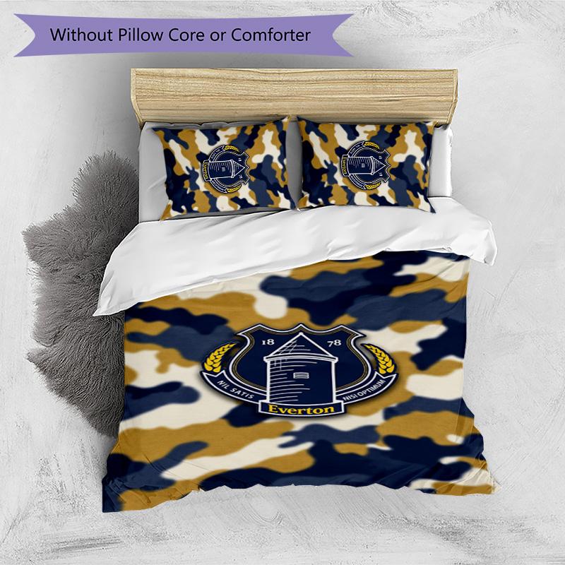 Everton Football Printed 3 Pieces Bedding Set, Comfortable Skin Friendly Bedroom Duvet Cover Set