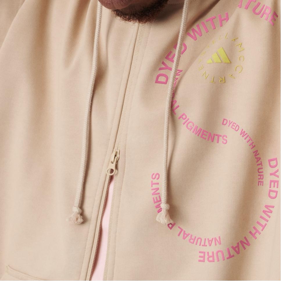 Adidas X Stella McCartney Letter Print Zip-Up Sleeveless Hoodie Unisex Tops Magic-Light-Brown IA7717