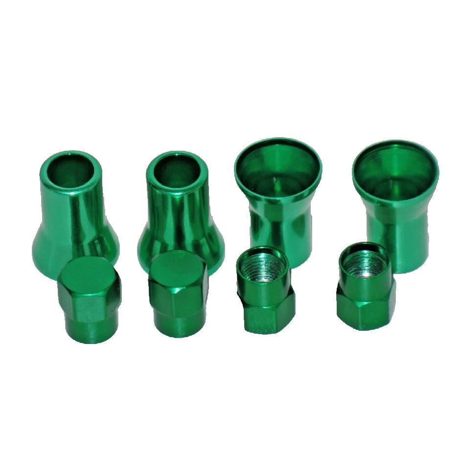 Set of 4 Green Color Cover of Stem and Cap For TR413 Tire Valve