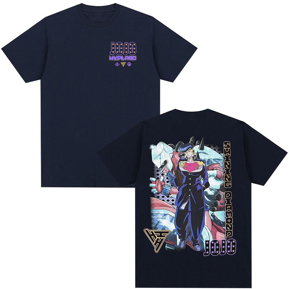 Anime JoJo Bizarre Adventure Tshirt Higashikata Josuke Manga Tshirts Mens Women Fashion Casual Loose Short Sleeves T Shirt