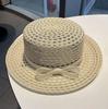 French Wide-Brimmed Straw Hat For Women Spring Summer Beach Sun Protection Cap With Elegant Bow Tie Sand Po Shade