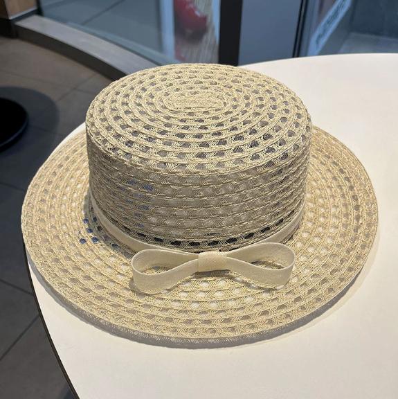 French Wide-Brimmed Straw Hat For Women Spring Summer Beach Sun Protection Cap With Elegant Bow Tie Sand Po Shade