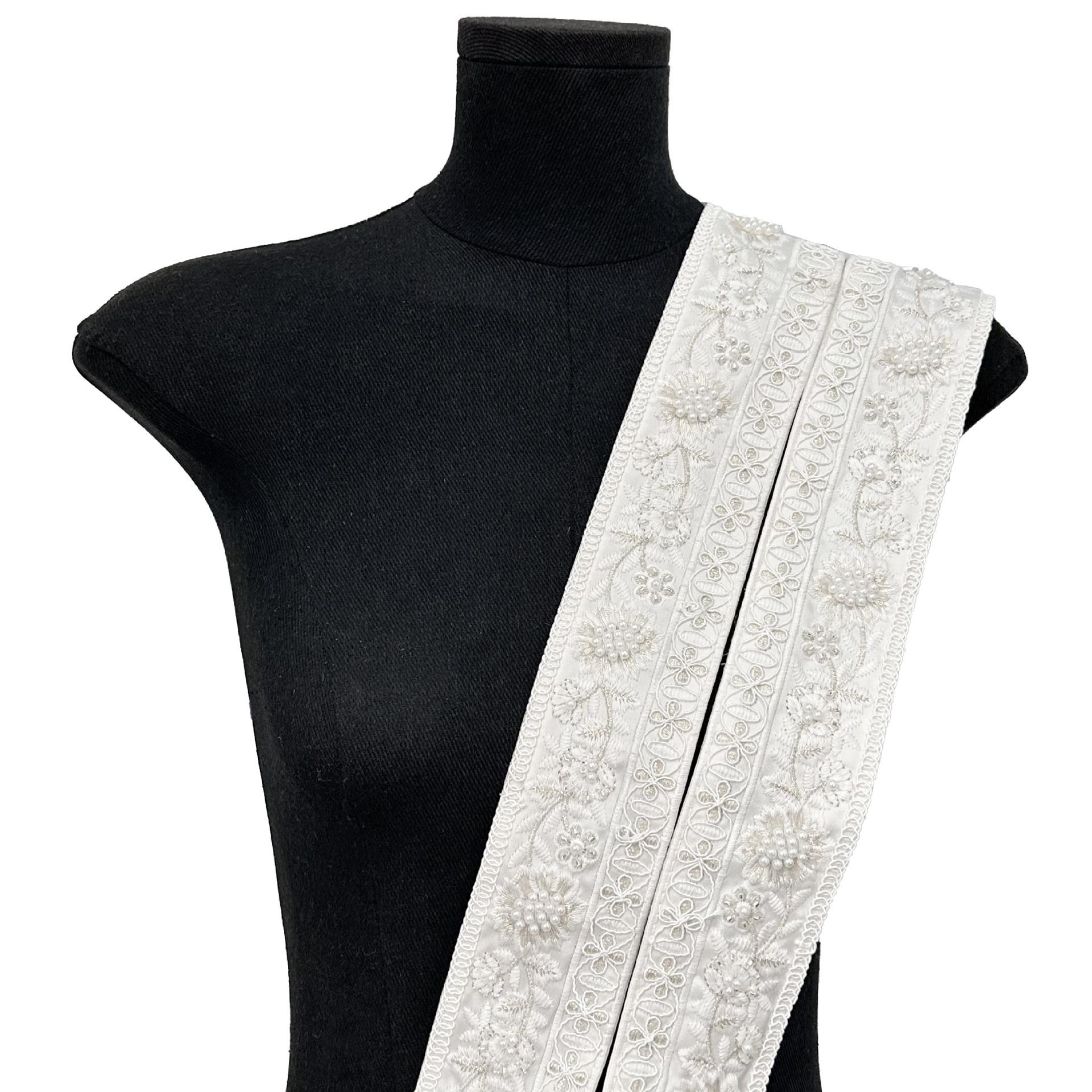 

6.5Cm Beige Bead Embroidery Ribbon Lace Fashion Curtain Sofa Clothing Handmade Diy Accessories Barcode T3042-1 one yard