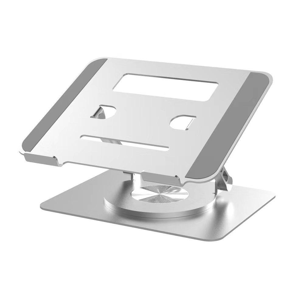 Adjustable Aluminum Alloy Laptop Stand with Cooling Riser and Rotating Feature