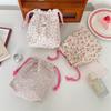 Women  Tote Rope String Makeup Bags Organizer Cute Flower Small Lipstick Cosmetic Coin Purse Key Drawstring Storage Bag