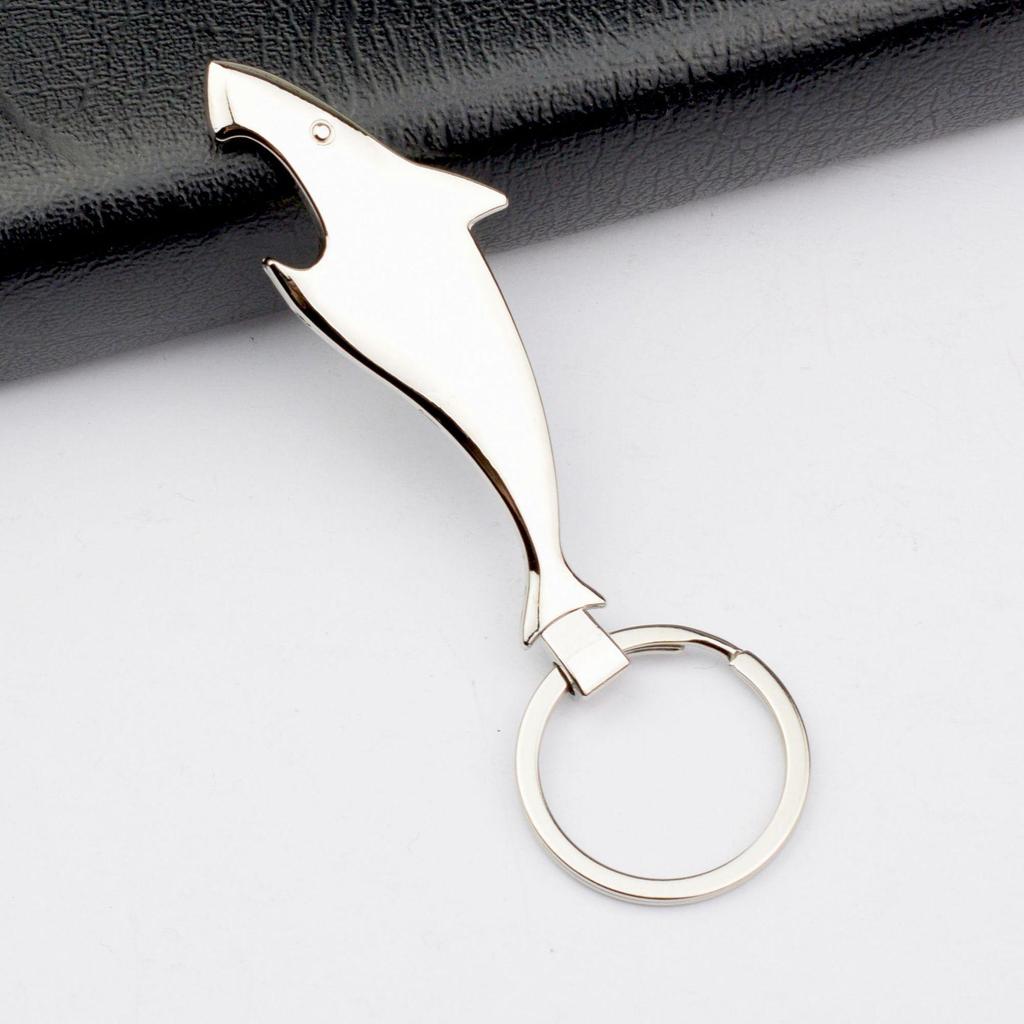 Haai Flesopener Multifunctionele Sleutelhanger - Metalen Sleutelhanger met Graveerbaar Logo, Creatief Cadeau