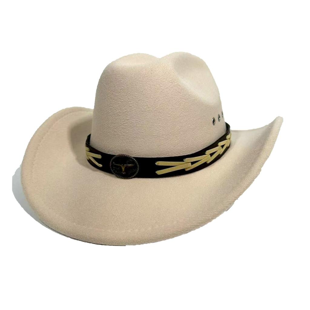 Ethnic Style Western Cowboy Hat Men And Women Autumn And Winter Versatile Retro Brown Woolen Top Hat European And American Jazz Hat