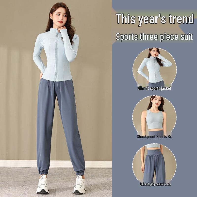 Women's 2024 High-End Quick-Dry Yoga & Running Set: 3-Piece Sports Outfit