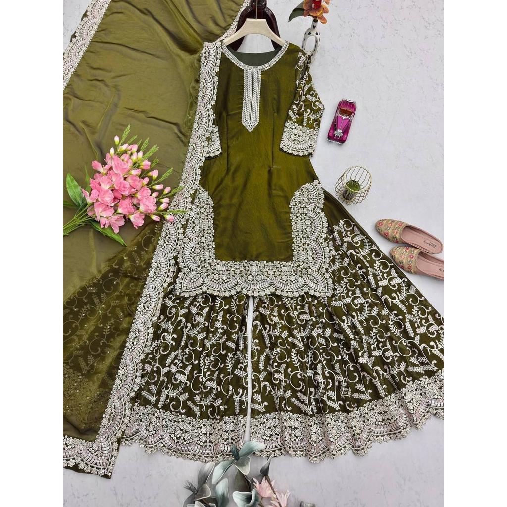 Indian Paksiatni Ethnic Salwar Kameez Bollywood Wedding Party Wear Sharara Suit