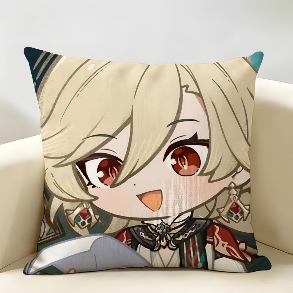 Kaveh Cute Genshin Impact Cushion Cover Natural Linen Organic Fabric DoubleSided Printing Room Sofa Decor Pillow Case
