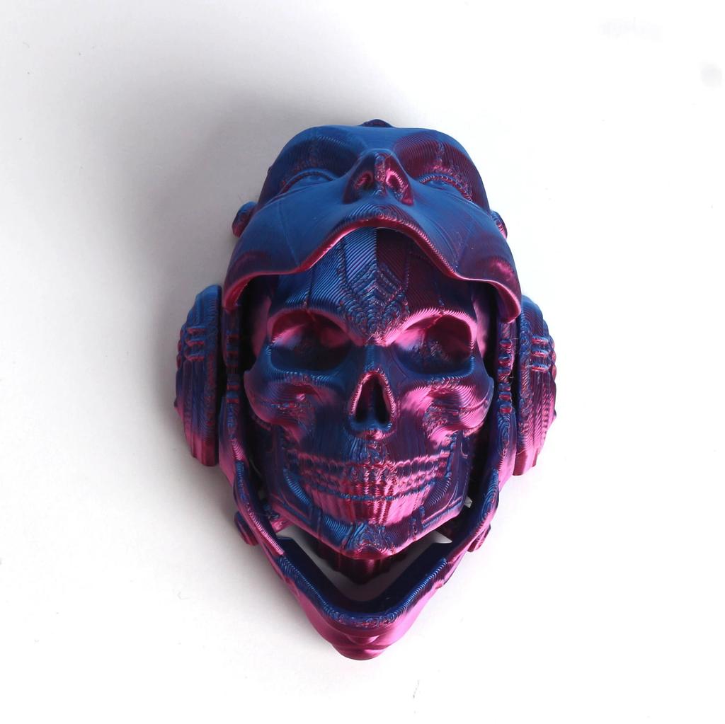 3D Printed Mechanical Skull Figurine: Transformable, Desktop Decor, Holiday Gift (Halloween/Xmas), Multi-Color, Durable