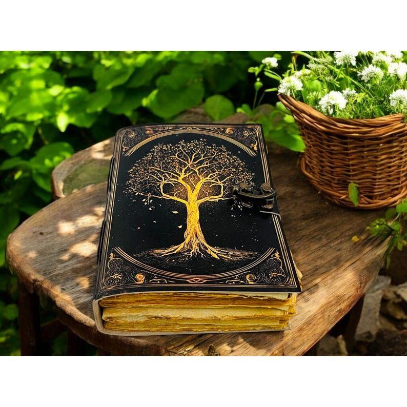 leather journal Notebook Tree of Life Journal, Blank spell book book of shadows Leather Celestial Gifts For Him Her