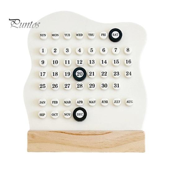 Wiederverwendbarer Ganzjahreskalender, Ewiger Block mit Datumsmarkierer, Schreibtisch-Holz, Moderne minimalistische Basis, DIY-Ring, Ein Tagesplaner für Büro und Zuhause