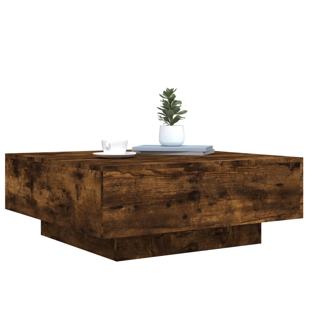 LED Coffee Table In Smoked Oak 80 X 80 X 31 Cm