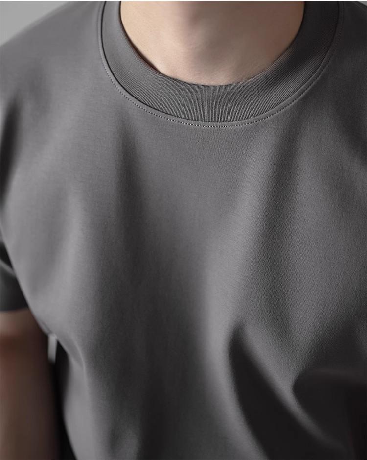 Men's Premium 240G Heavy Solid White T-Shirt, Mercerized Xinjiang Cotton, Short-Sleeve, Round Neck, Summer Wear