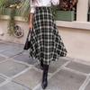Women's Vintage Plaid High-Waist A-Line Casual Midi Skirt