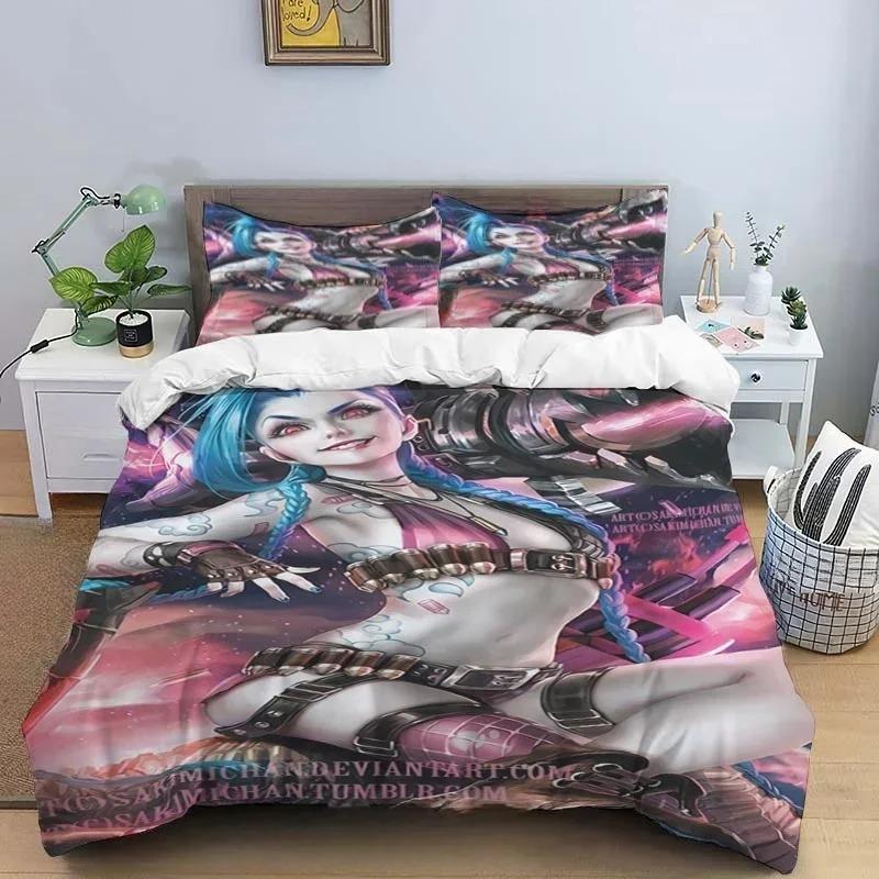 Jinx Arcane Duvet Cover Pillowcase Bedding Set Adult Boy Girl Bedroom Decoration League of Legends Gift Single Double Size