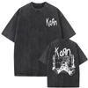 Washed Vintage Rock Band Korn Freak on A Leash Double Sided Print T Shirt Men Gothic Casual Oversized Tees Unisex Summer Tshirt