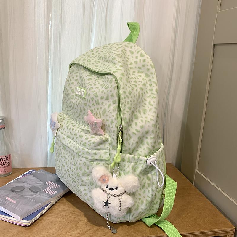 Student Schoolbag Female Retro Leopard Print Backpack Lightweight Travel Computer Backpack