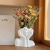 Ins Nordic Style Vinyl Vase Thinking Girl Shaping Art Flower Planter Personalized And Creative Decor Handicrafts Ornament