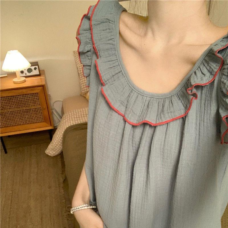 Pajama Women's Summer Minimalist Suspender Thin Ruffled Edge Home Suit Two-piece Set