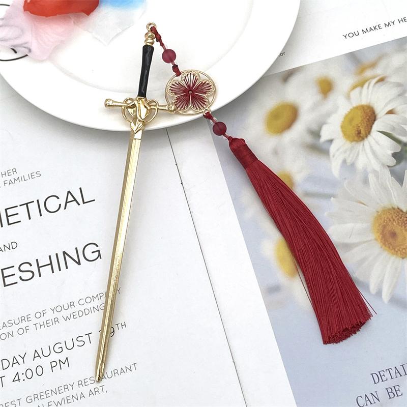 New Antique Metal Sword Hairpin Women's Fashion Chinese Simple and Creative Pan Hairpin Jewelry Temperament Headwear Accessories