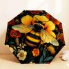 1pc Bee Flowers Automatic Folding Umbrella, Heavy Duty 8 Rib Iron Frame,  Suitable for Travel, Daily Use, Birthday, Decor Gift M0104067
