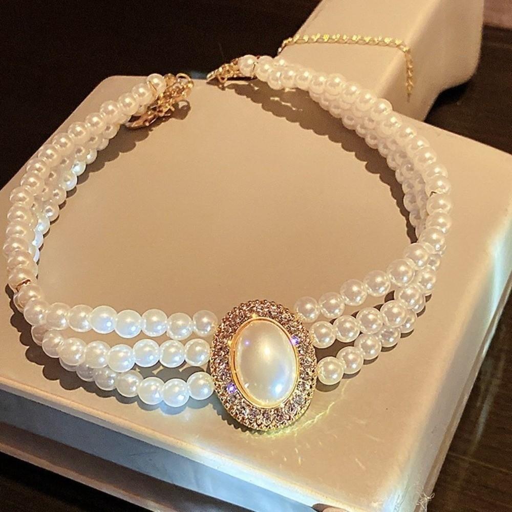 Jewelry Accessories Retro Pearl Necklace Clavicle Chain Pearl Choker Pearl Pendant  Wedding Bride