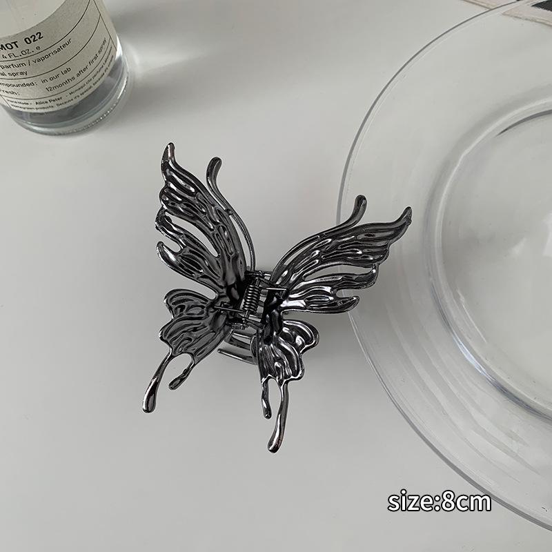 Silver Butterfly Claw Clip: Luxurious Metal Half-Up Hair Accessory