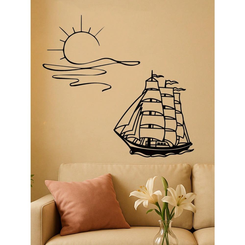 2 PCS Nautical Metal Wall Art, Sailboat Shape Decor for Modern Home, Waterproof Rustproof, Holiday & Birthday Gift