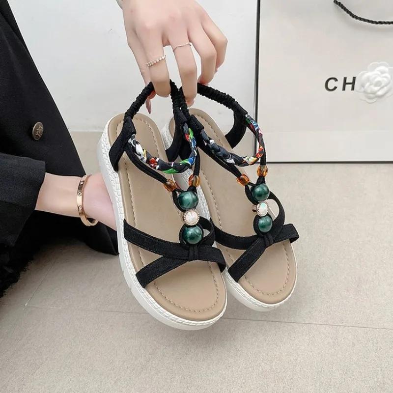 Fashion 2025 New  Summer Sandals  Bohemia Beach Flat Casual Sandals Leisure Female  Slip On Sandalias