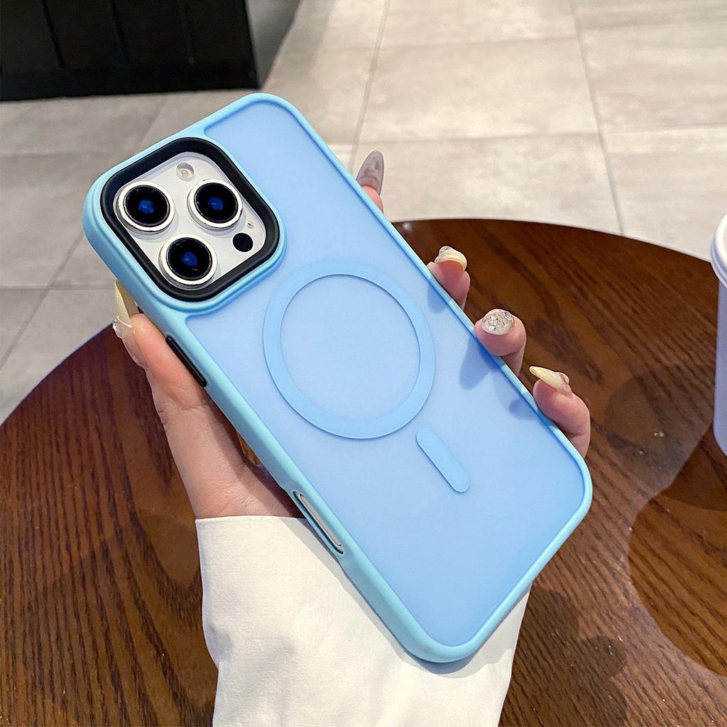 Black Frame Matte Skin Magnetic Phone Case Simple for Apple Phone Protective Case Cute Magsafe Protective Case