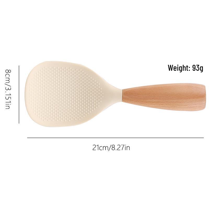 Silicone & Wood Non-Slip Heat Resistant Rice Serving Spoon