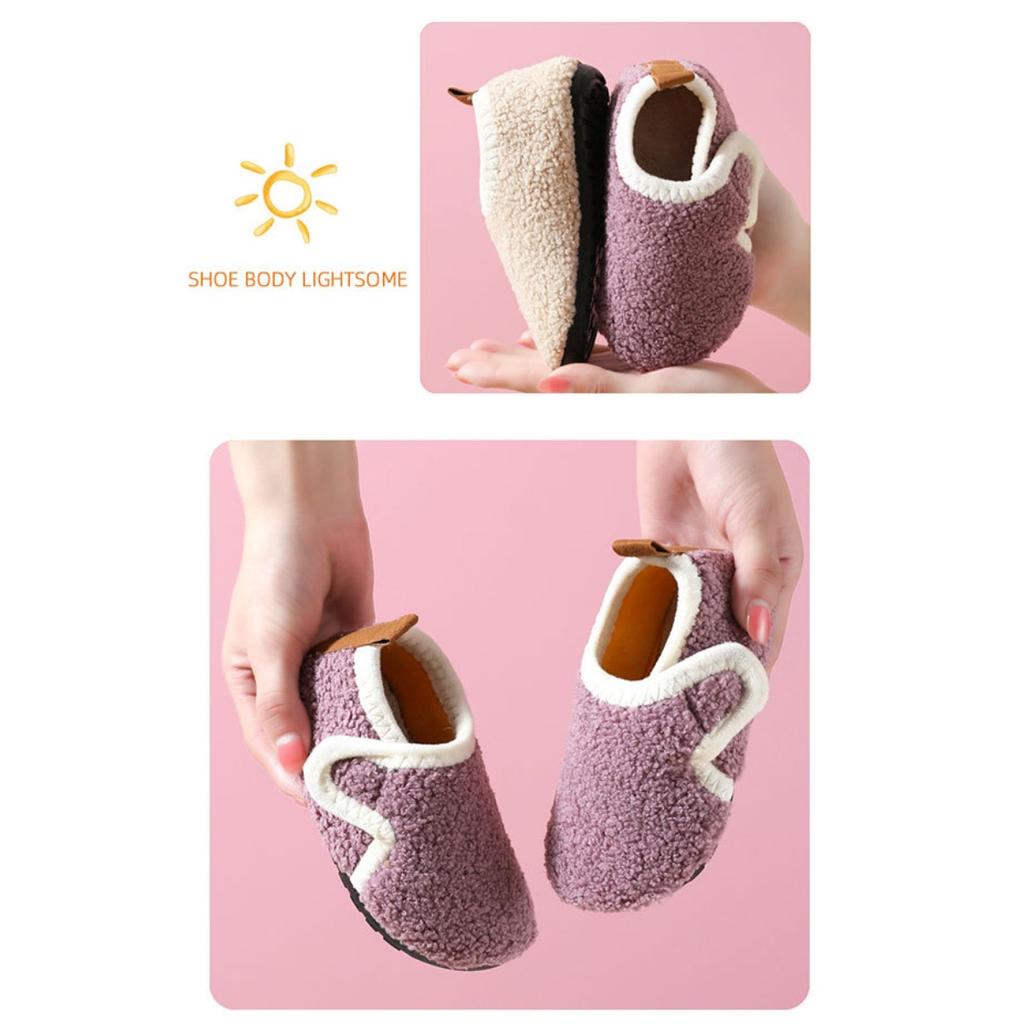 Autumn and Winter Children's Indoor Velvet Floor Socks Shoes Anti Slip Sole Early Education Walking Baby Shoes Home Cotton Shoes Home Cold Proof