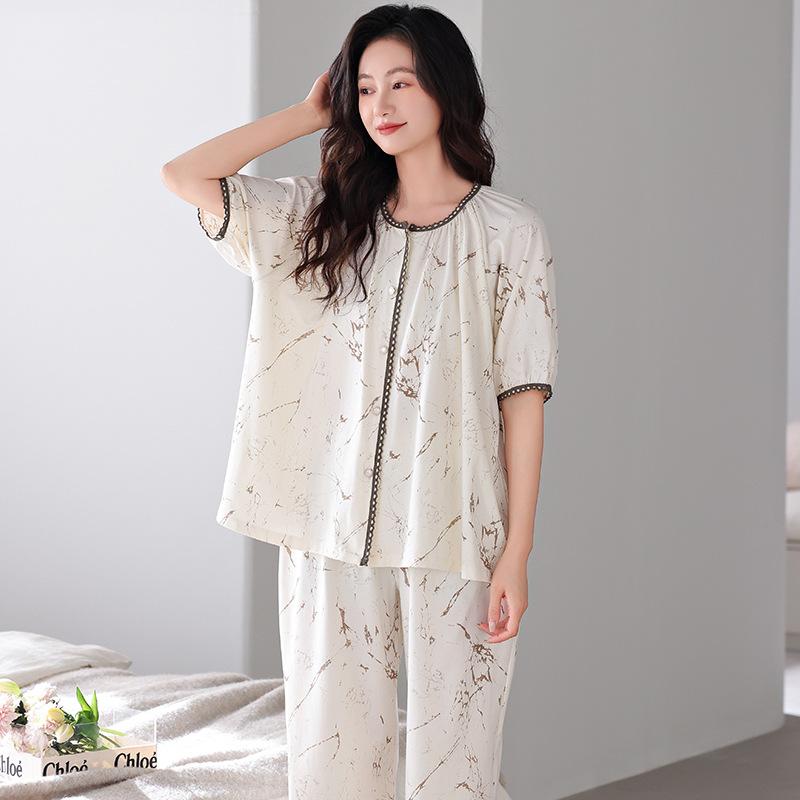 Pajamas Women's Summer Modal Short-sleeved Cropped Pants Thin Summer Casual Cool Can Be Worn Outside Summer Loungewear